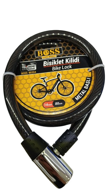 BOSS BİSİKLET KİLİDİ METAL BAŞLI 14mmX80cm